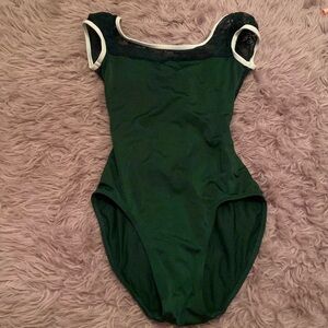 Green leotard with white trim